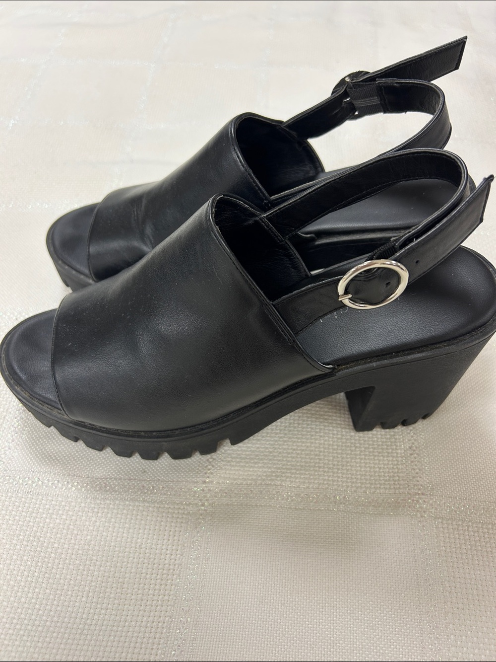 Madden Girl Black Open-Toe Slingback Leather Mules image 2